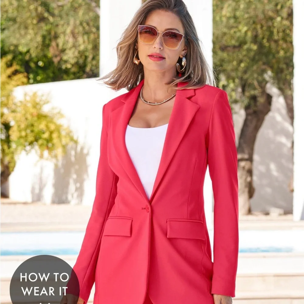 NWT Beyond Travel Classic Boyfriend Blazer in Paradise Pink. Size 0. - Picture 1 of 5